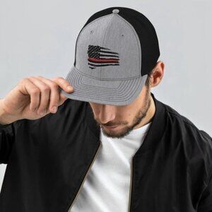 Black Helmet Apparel Red Line Trucker Hat Snapback Mesh Black OSFM